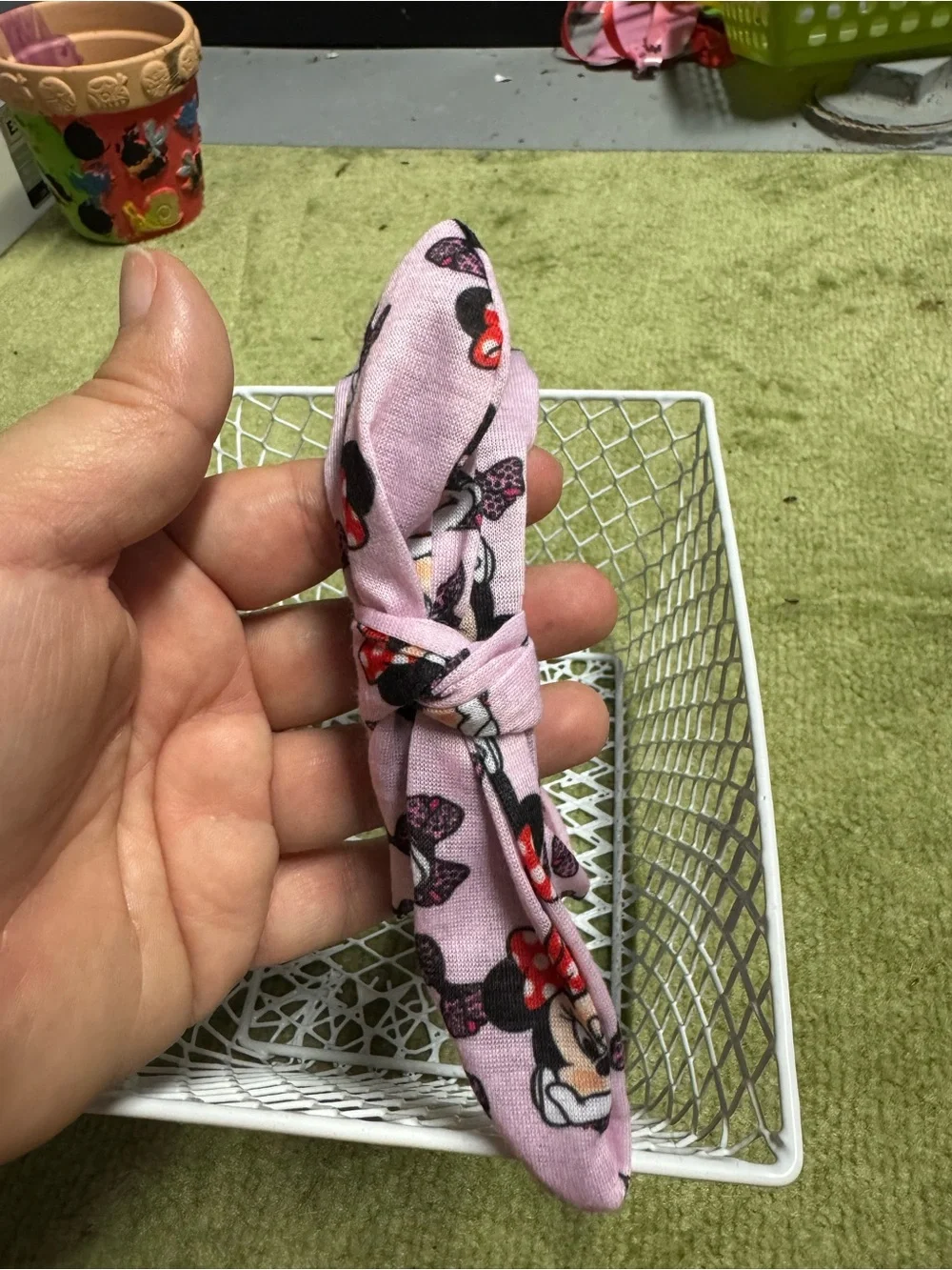Kids Minnie Mouse Print Knot Headband - Pink, Light Pink or Red
